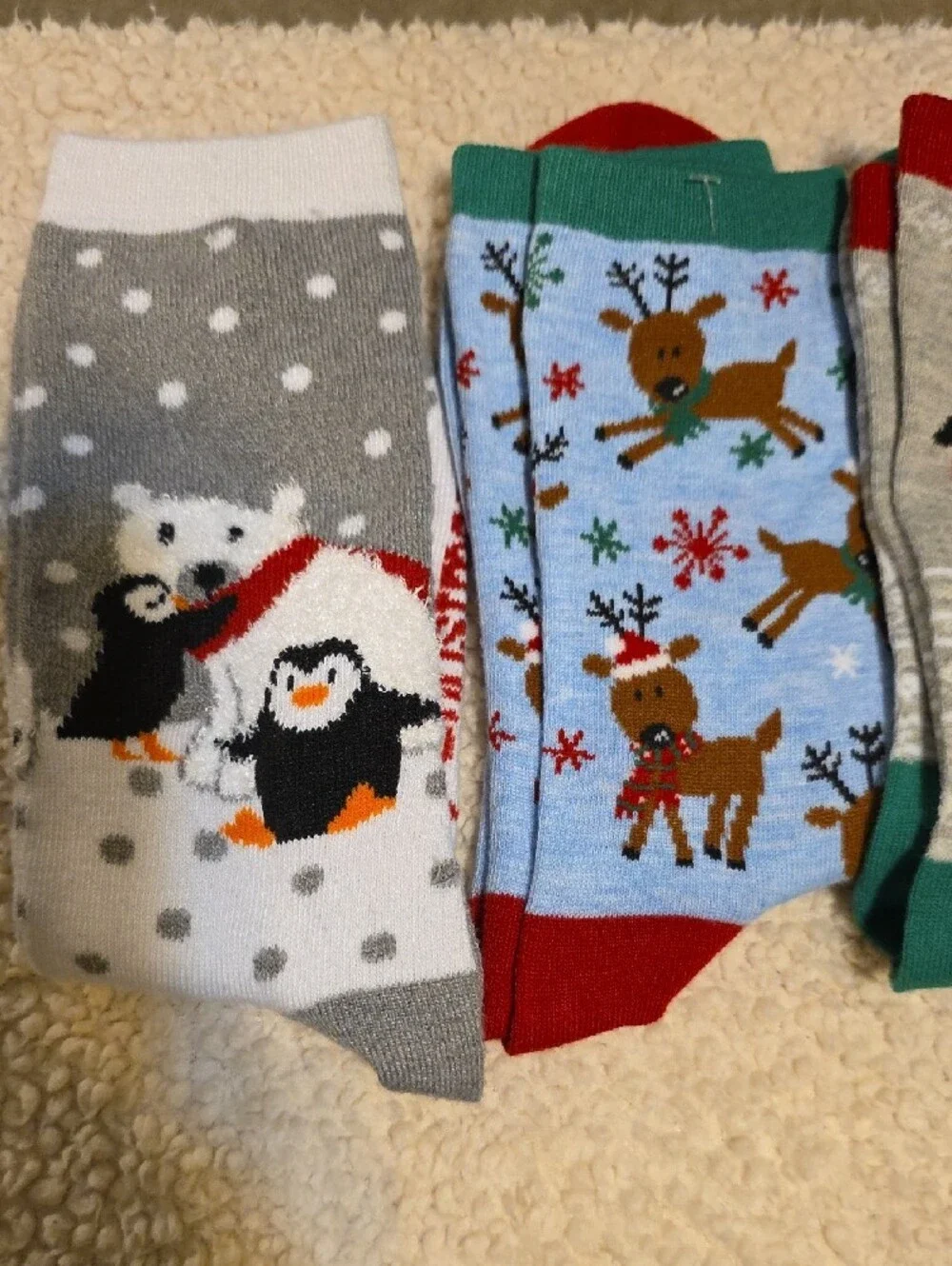 CJ Banks Women's Holiday Crew Socks - Red, Gray, Blue, Green